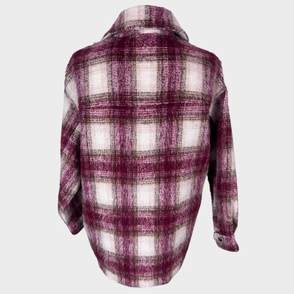 ZARA Womens Size Small Button Front Plaid Oversized Fuzzy Shacket Jacket - Picture 7 of 11